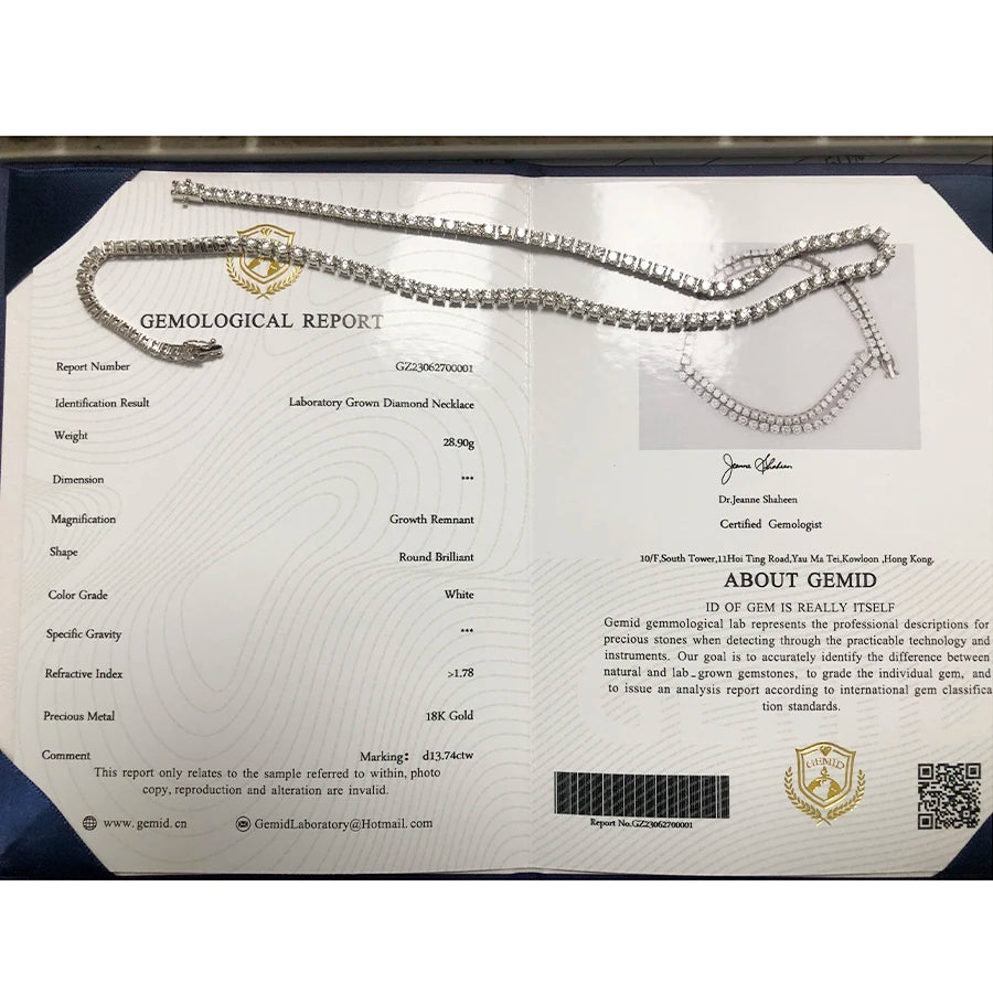 40CTW Emerald Cut Lab Grown Diamond Eternity Tennis Necklace – 14K Gold Unisex Statement Jewelry