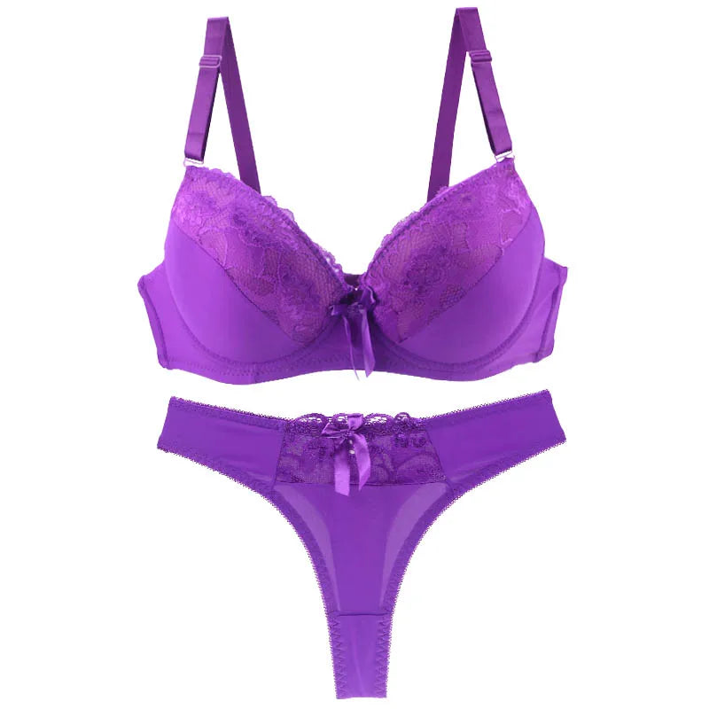 DaiNaFang Women's Lace Push-Up Bra & Panty Lingerie Set
