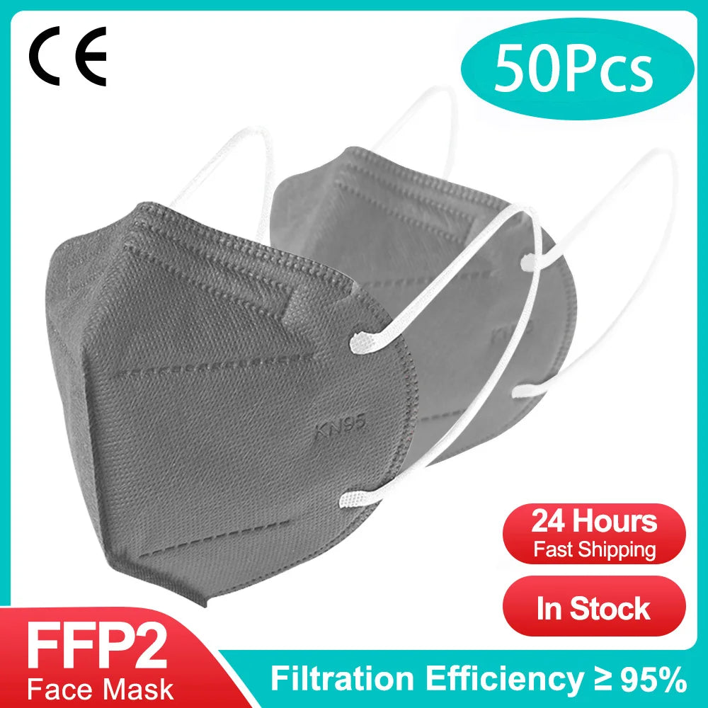5-Ply KN95 Protective Face Masks - Multi-Color Breathable Filtration