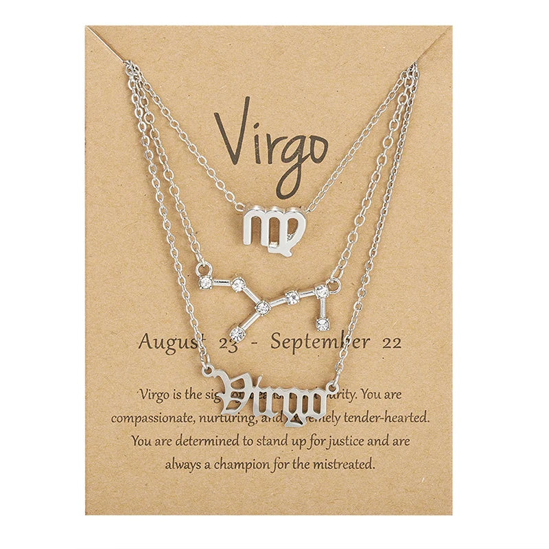 3-Piece Zodiac Constellation Layered Pendant Necklace Set