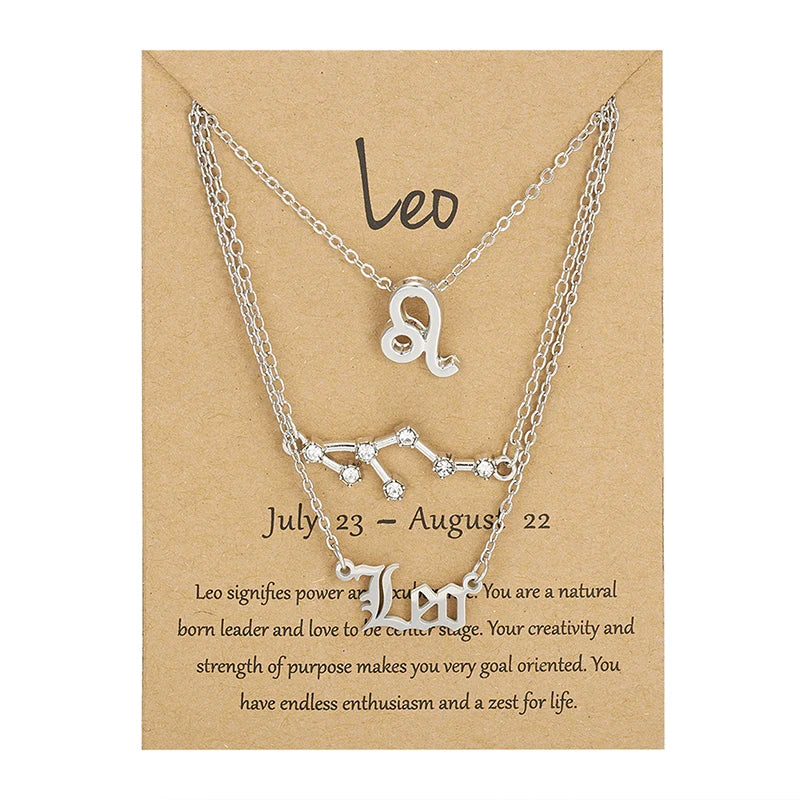 3-Piece Zodiac Constellation Layered Pendant Necklace Set