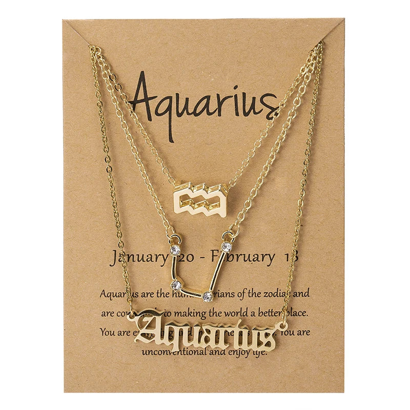 3-Piece Zodiac Constellation Layered Pendant Necklace Set
