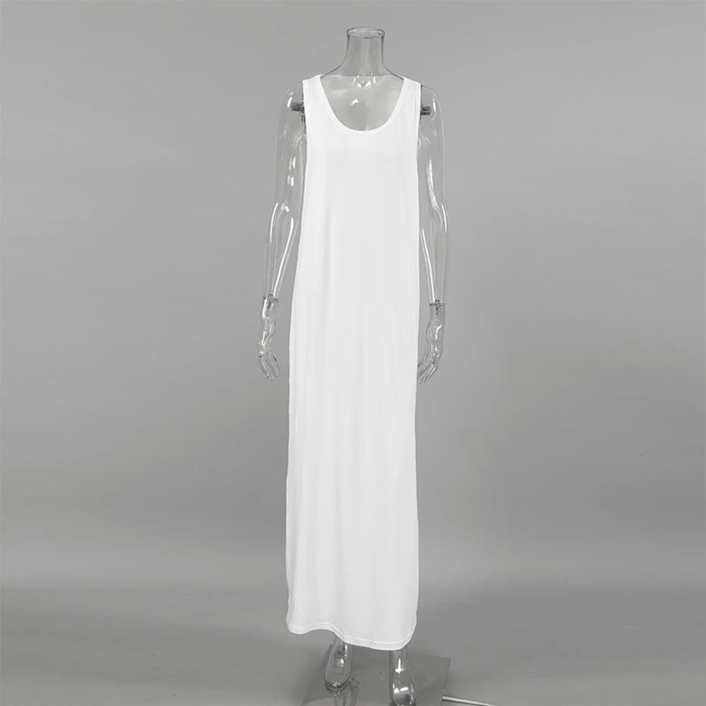 Casual Scoop Neck Sleeveless Loose Long Dress