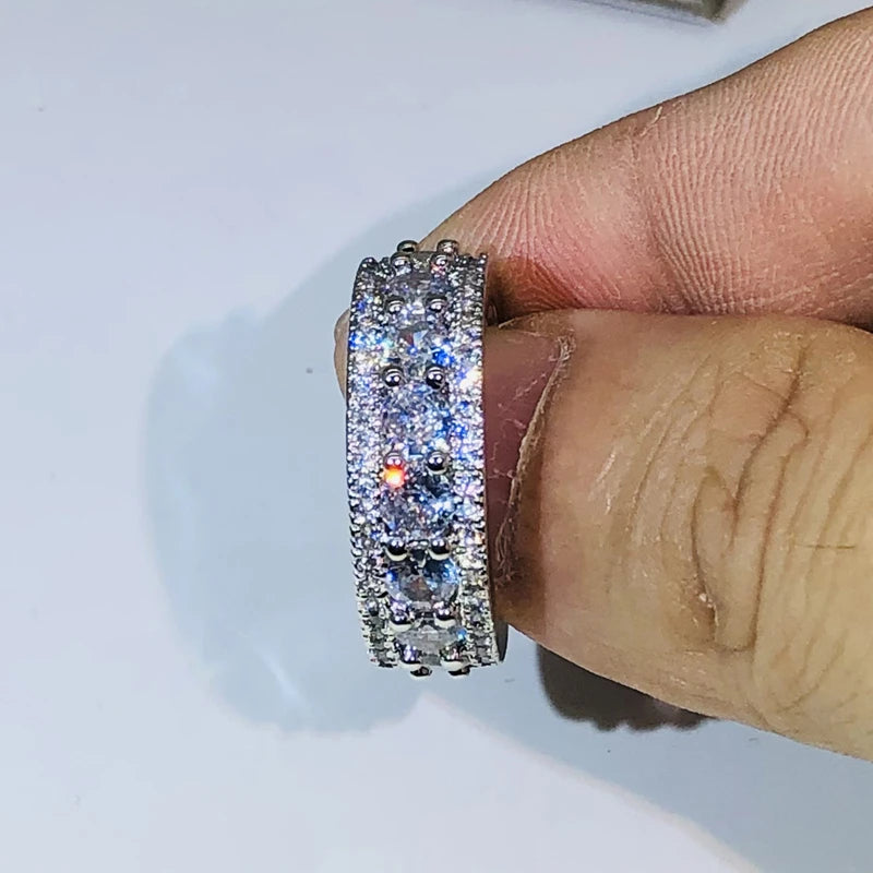 Elegant Temperament Geometric White Zircon Ring