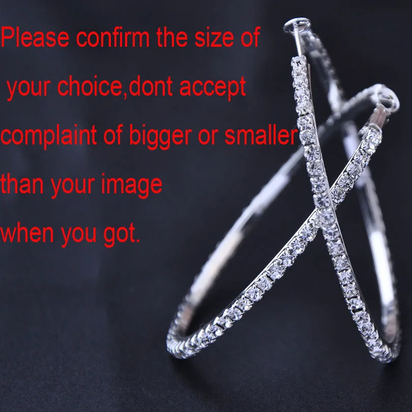 Large Crystal Rhinestone Hoop Earrings – Sparkling Statement Circle Jewelry