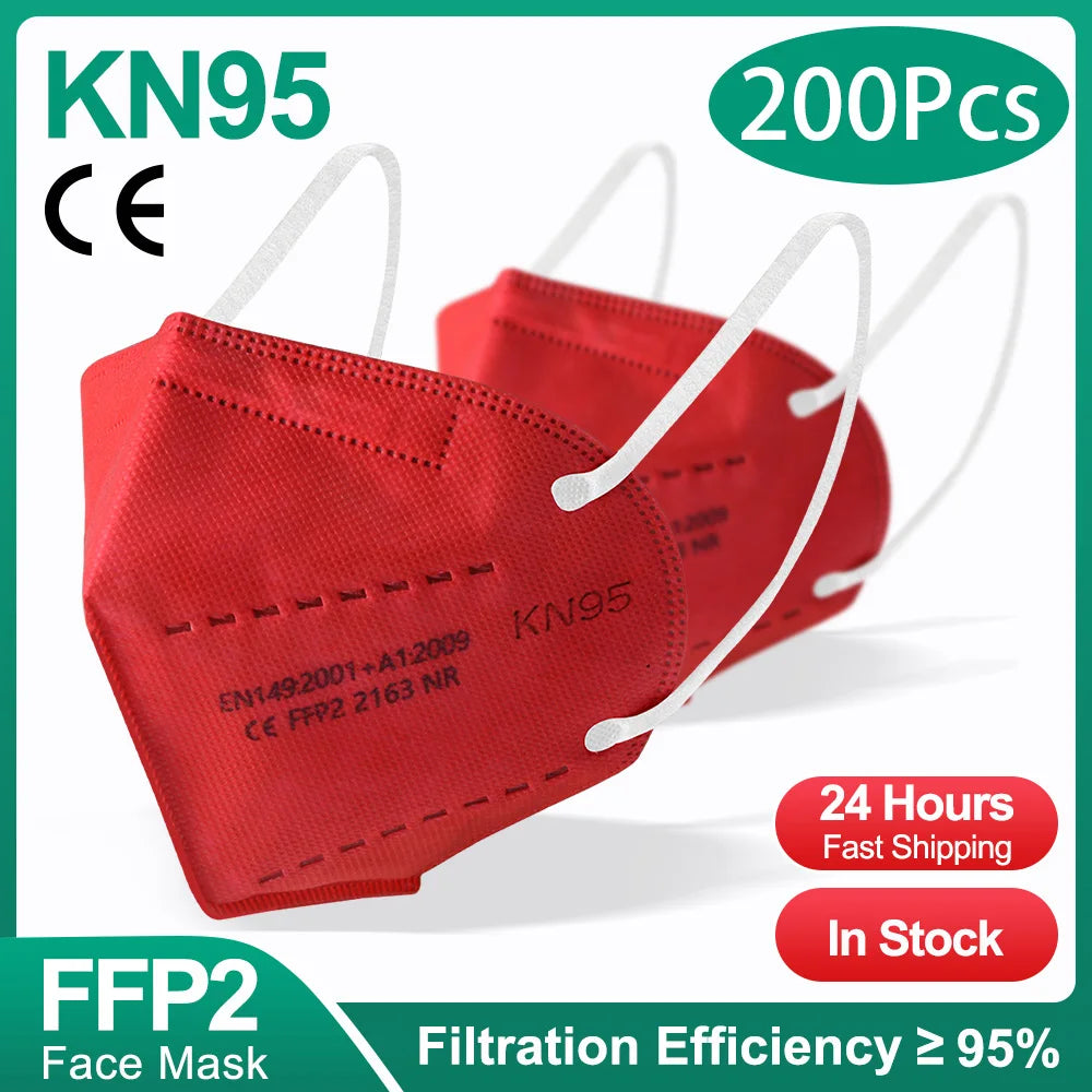 5-Ply KN95 Protective Face Masks - Multi-Color Breathable Filtration