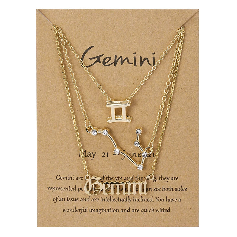 3-Piece Zodiac Constellation Layered Pendant Necklace Set