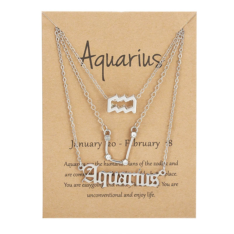 3-Piece Zodiac Constellation Layered Pendant Necklace Set