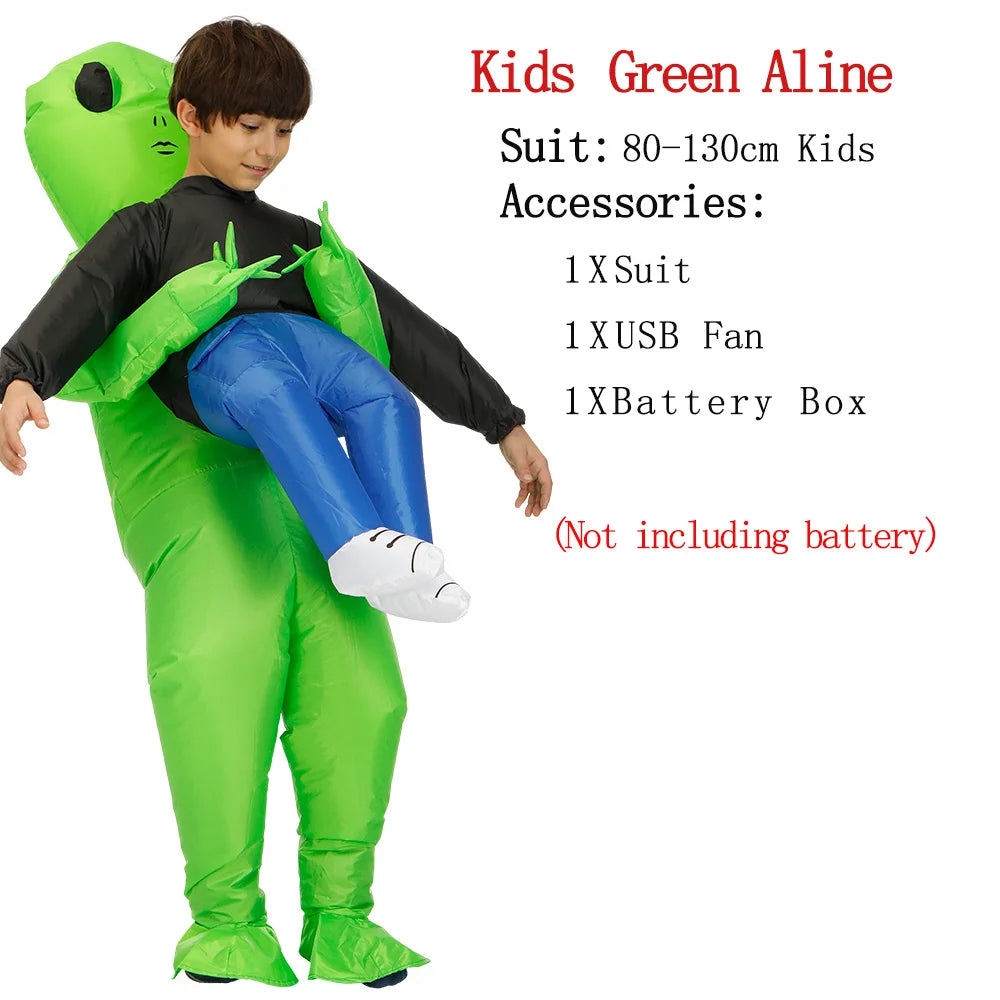Funny Green Alien Inflatable Costume - Adult & Kids Blow Up Cosplay Outfit