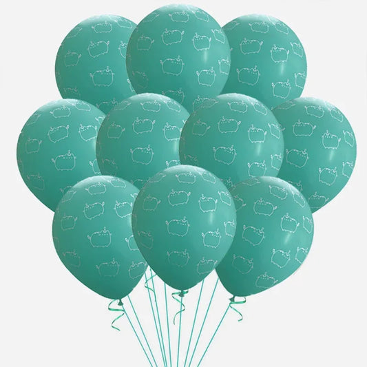 10PCS 12 Inch Cartoon Anime Pusheen Latex Balloons Set, Cute Cat Pet Party Decor