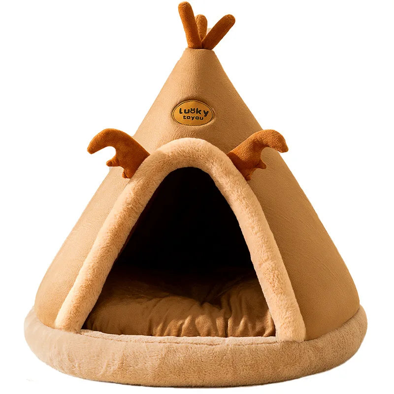 Warm Washable Tent Style Pet Bed