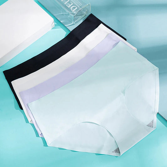 Women's Ice Silk Seamless Panties (3-Pack) – Mid-Waist Invisible Briefs