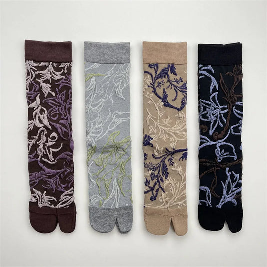 Women's Retro Floral Split-Toe Tabi Socks Set