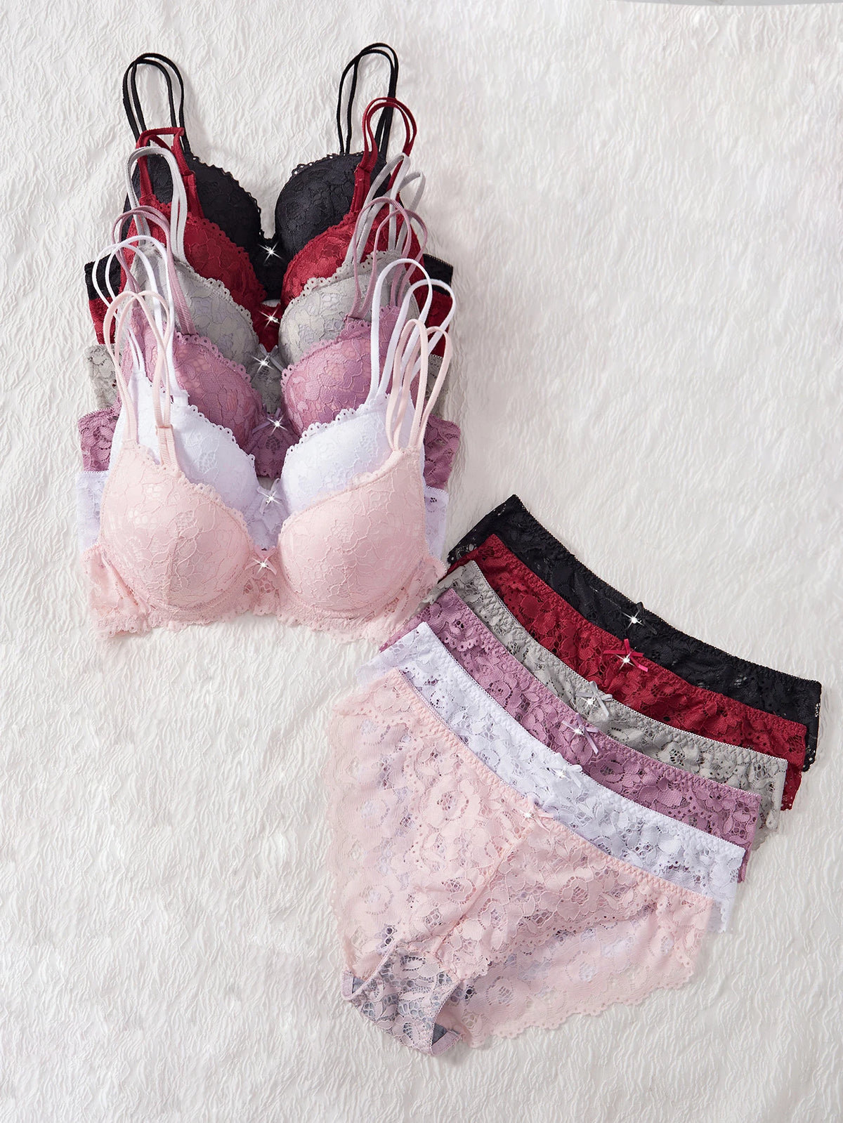 Women's Floral Lace Push-Up Bra & Low-Waist Panty Set