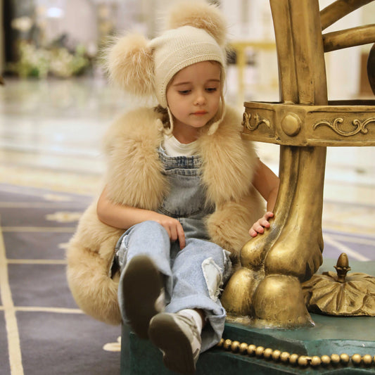 Girls' Genuine Fox Fur Vest - High-End Winter Gilet