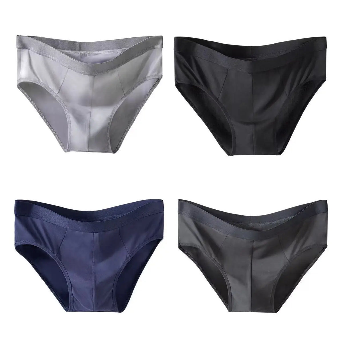 4-Piece Men's Ice Silk Breathable Briefs - Plus Size Bulge Pouch Underwear