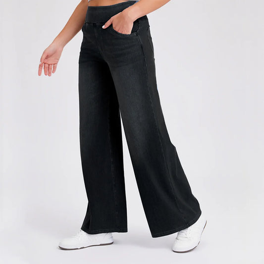 High Waist Stretch Denim Loose Wide Leg Jeans