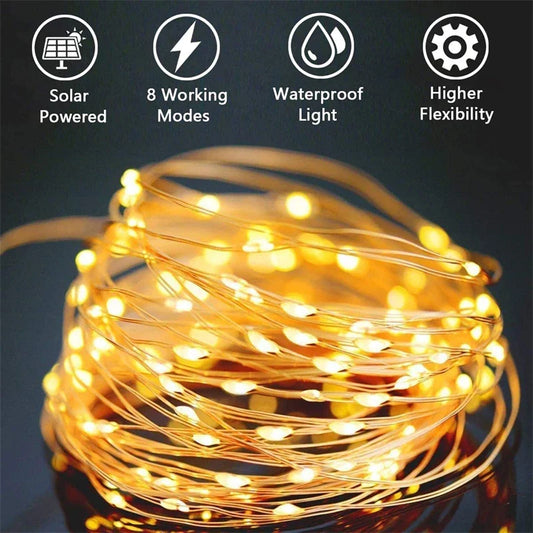 LED Solar String Fairy Lights for Outdoor Patio & Garden