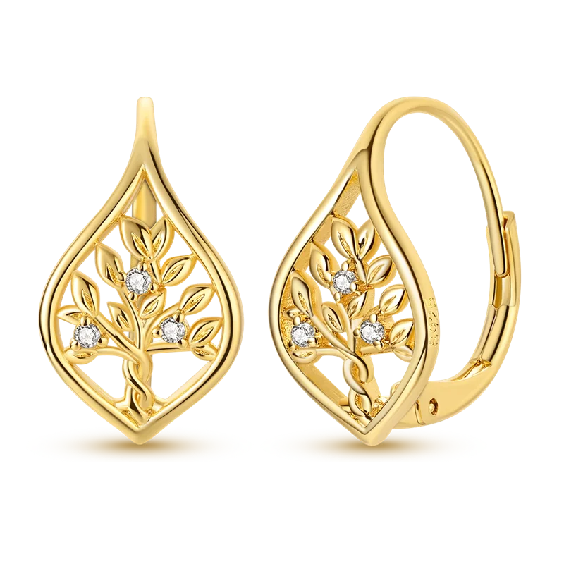 925 Sterling Silver CZ Zircon Gold-Plated Hoop Earrings – Sparkling Minimalist Jewelry