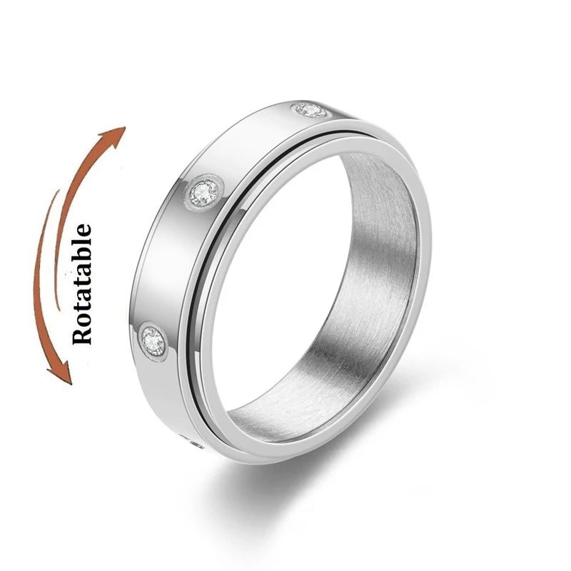 Stainless Steel Fidget Spinner Ring – Anti-Anxiety Stress Relief Band for Men & Women