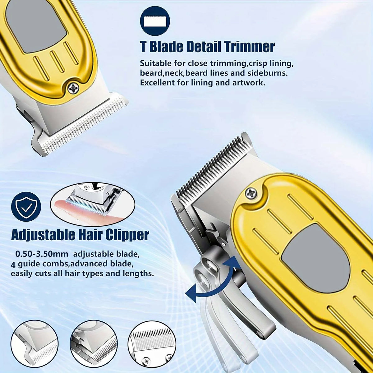 Professional 3-in-1 Hair Clipper & Trimmer Set – Cordless Grooming Kit with LCD Display