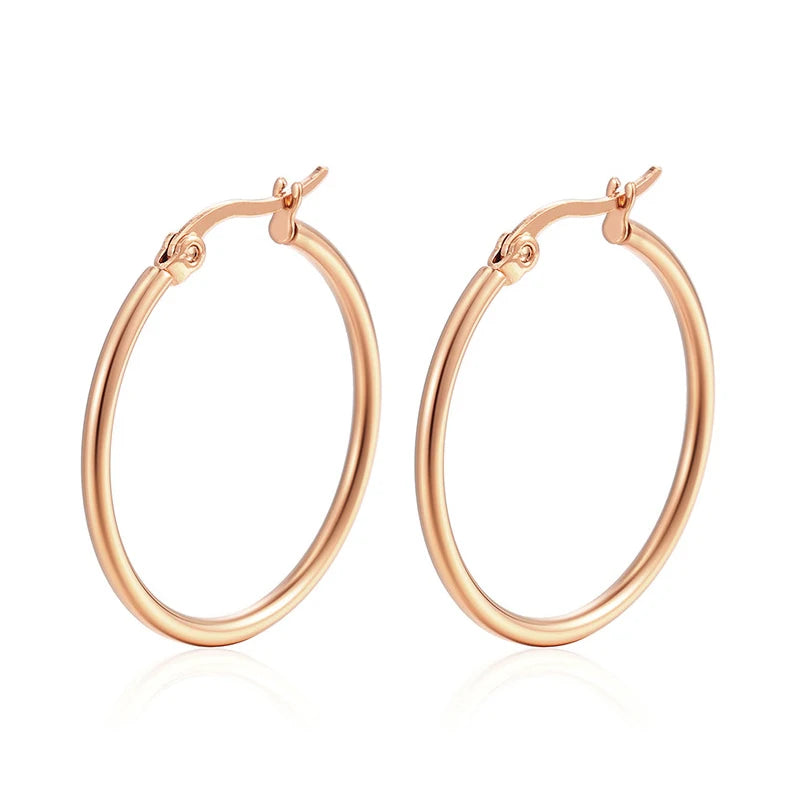 Classic Stainless Steel Big Hoop Earrings – Lightweight Round Circle Jewelry (30-80mm)