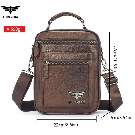 LION VERA Men's Genuine Leather Shoulder Bag & Crossbody Purse