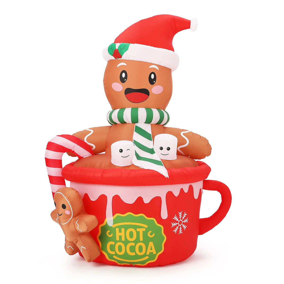 6ft Gingerbread Man Hot Cocoa Mug Christmas Inflatable LED Yard Decor