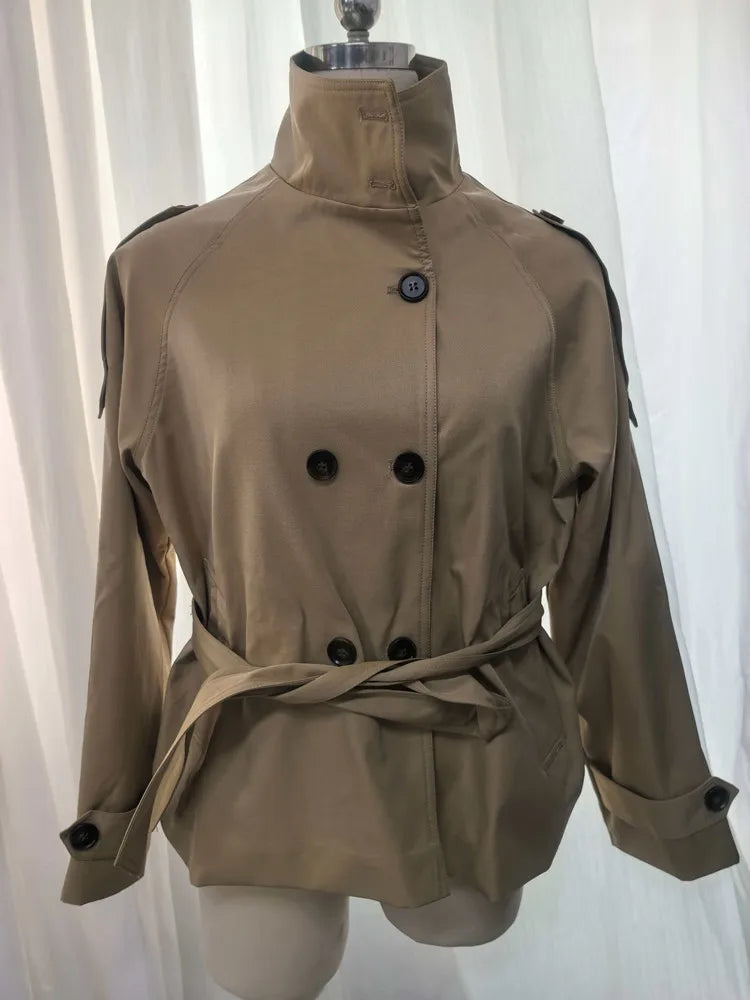Women's Belted Cropped Trench Jacket