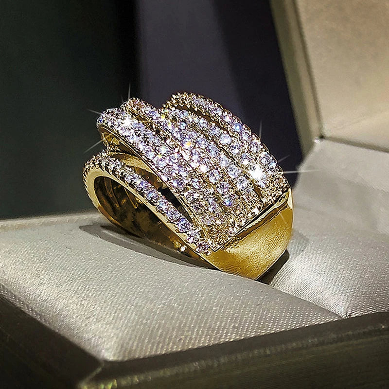 Huitan Micro Paved Cubic Zirconia Modern Design Ring
