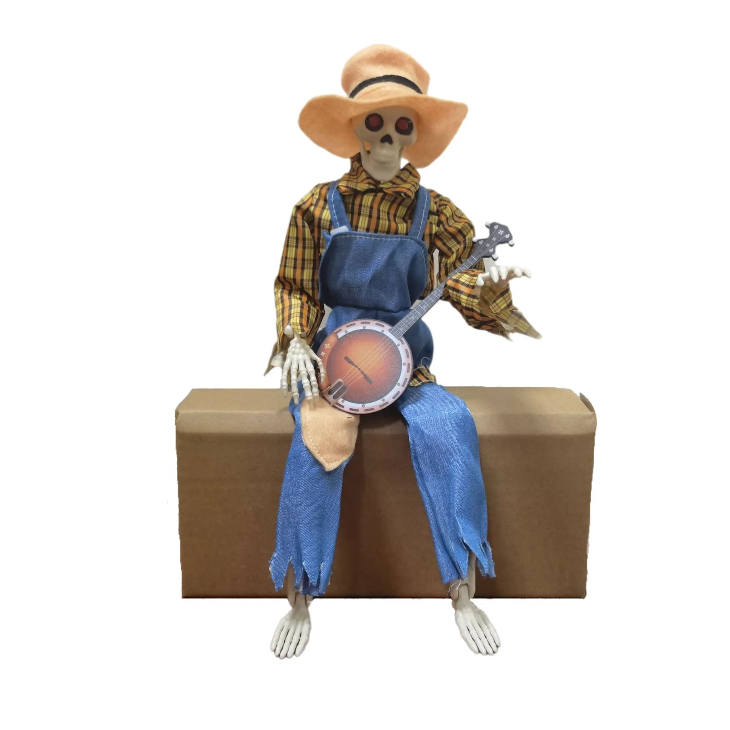 Animated Banjo Playing Skeleton Scarecrow Halloween Decor