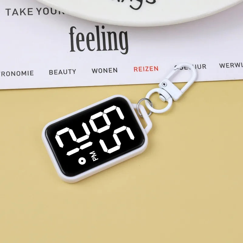 Digital LED Keychain Pocket Watch – Luminous Square Electronic Student Hanging Watch