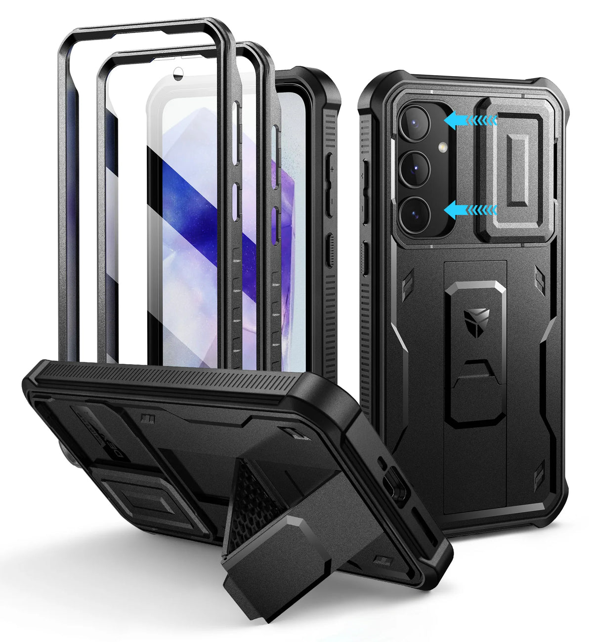 Dexnor 6.6" Full body Rugged Case For Samsung Galaxy with Camera Cover & Built-in Screen Protector Kickstand