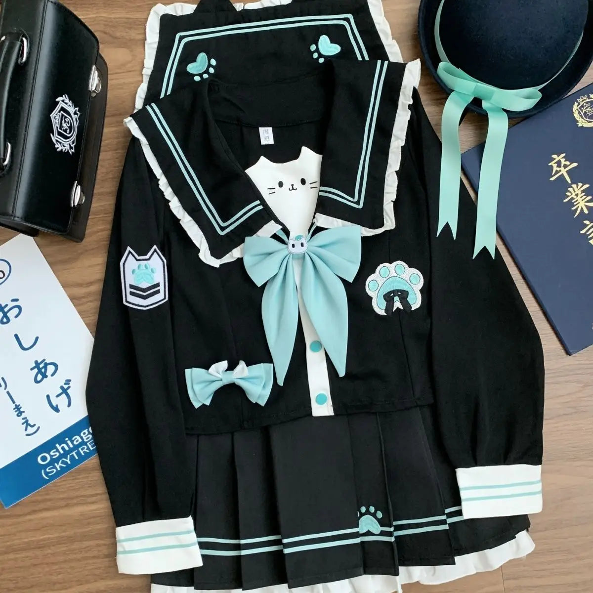 Japanese Sailor Suit Black JK School Uniform Set