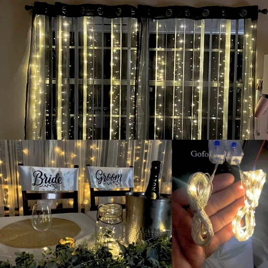 USB LED Copper Wire Fairy String Lights – 8-Mode Holiday & Party Garland