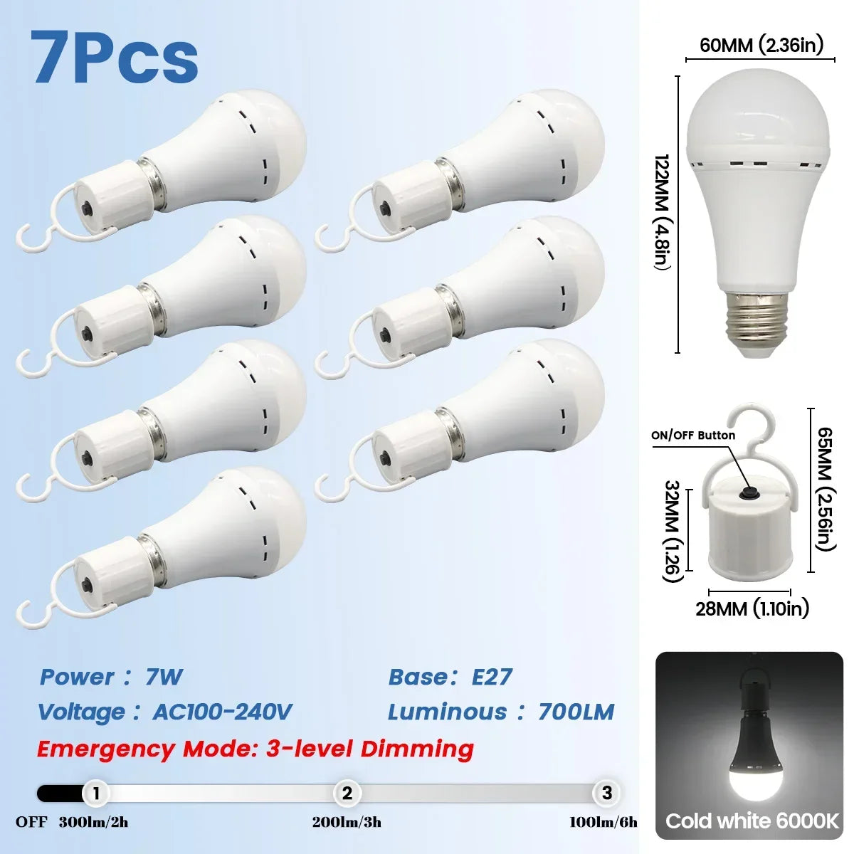 Rechargeable Emergency LED Light Bulb E27 – 1500mAh Power Outage Battery Backup Lamp