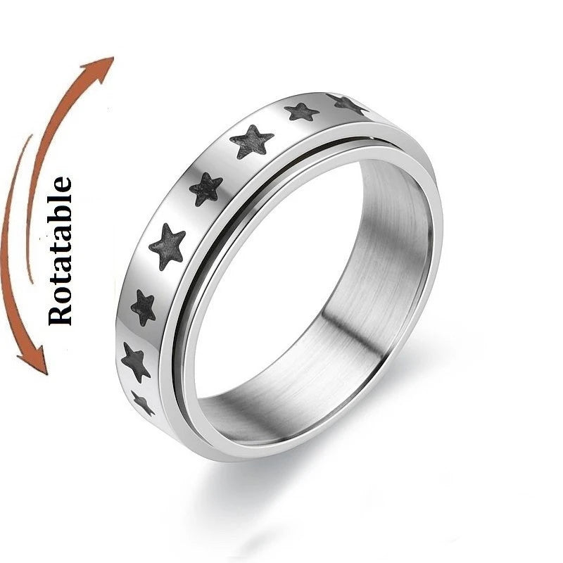 Stainless Steel Fidget Spinner Ring – Anti-Anxiety Stress Relief Band for Men & Women