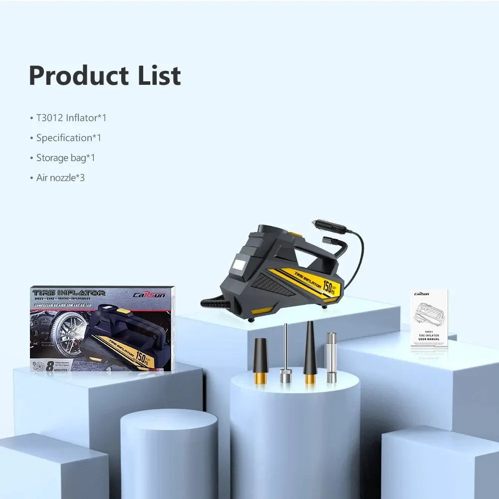 Corded Portable Car Air Pump Upgraded 12V 150PSI