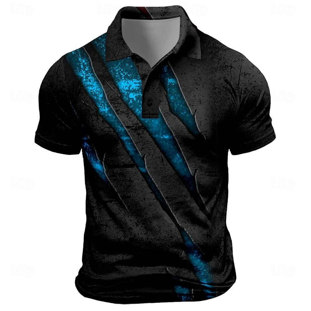 Men's Vintage Graphic Print Short-Sleeve Polo Shirt
