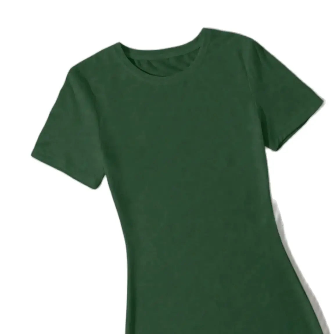 Simple Green Slim Fit Mini Dress