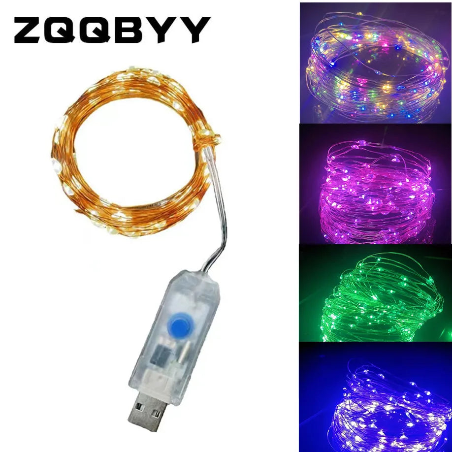 USB LED Copper Wire Fairy String Lights – 8-Mode Holiday & Party Garland