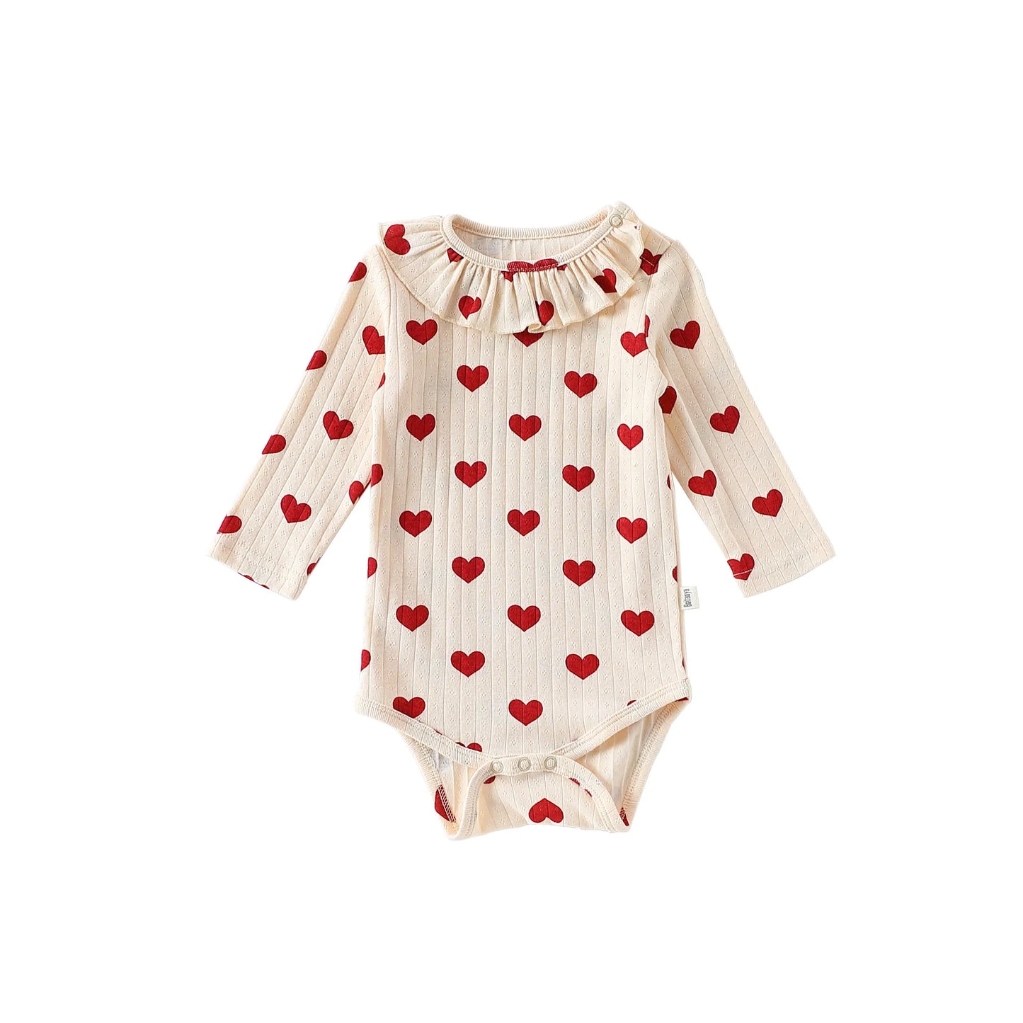 Heart Print Baby Girl 100% Cotton Long Sleeve Romper