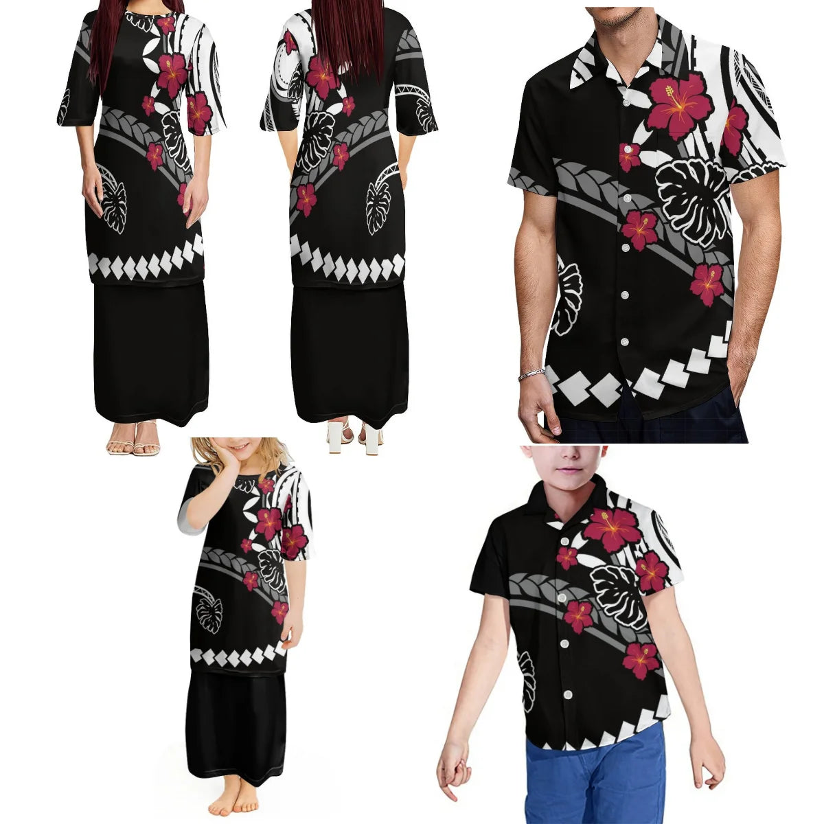 Samoan Puletasi & Polynesian Family Matching Outfit Set