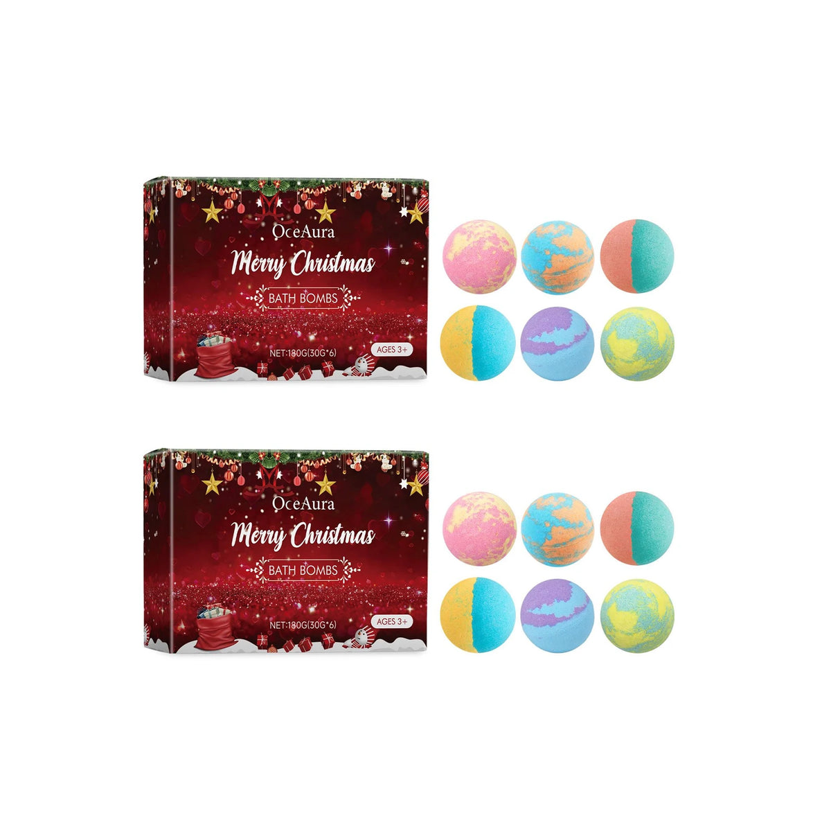 OceAura Festive Christmas Bath Bombs Gift Set