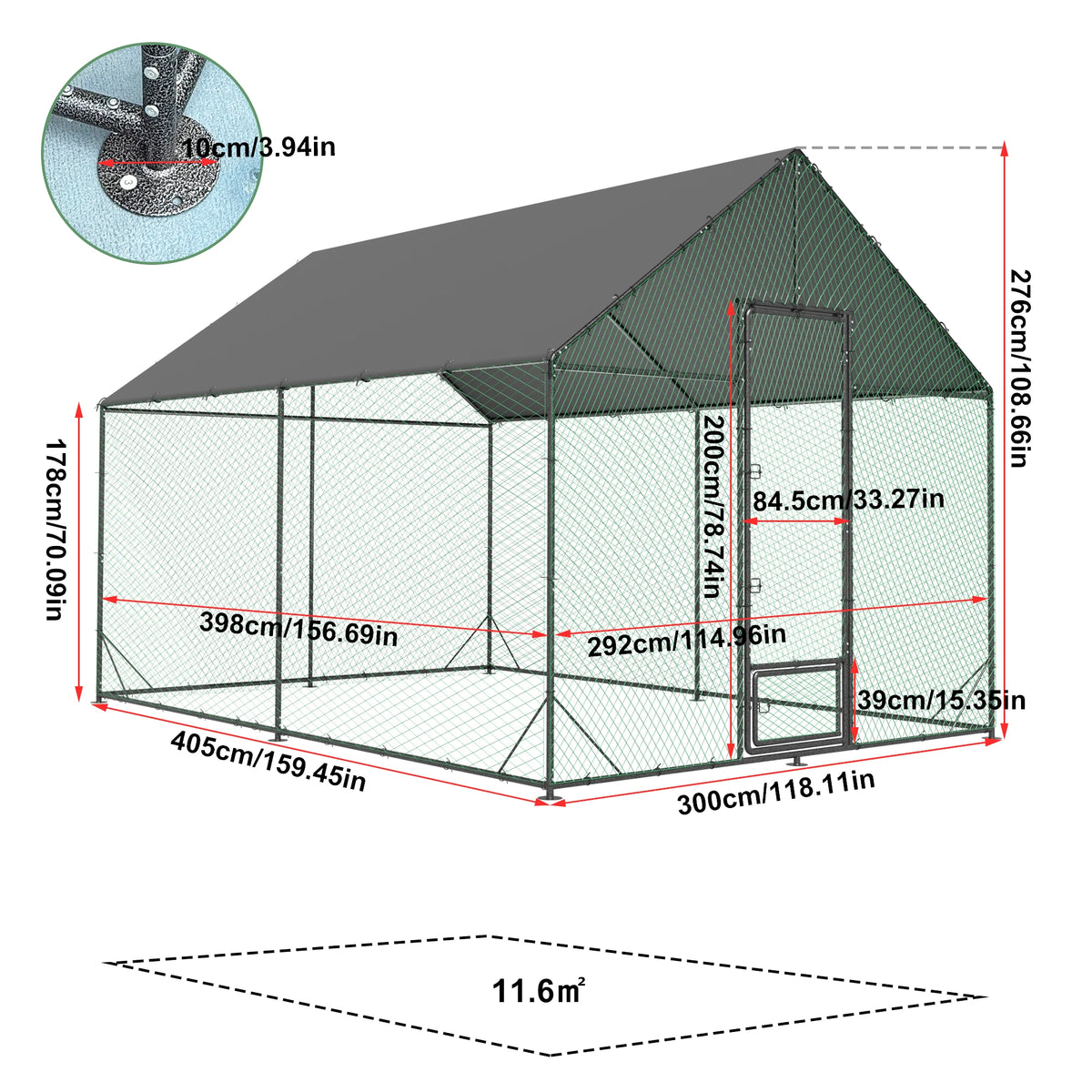 Heavy Duty Outdoor Metal Chicken Coop & Poultry Run