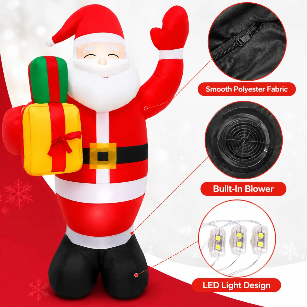 5 FT Christmas Inflatable Santa Claus - Outdoor Blow-Up Yard Decoration with Built-In LED Lights