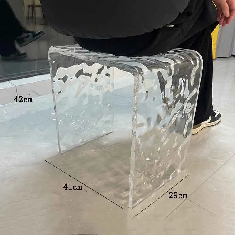 Water Ripple Acrylic Stool & Modern Transparent Footstool