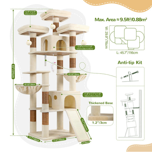 Globlazer 83" Multi-Level Big Cat Tree Tower