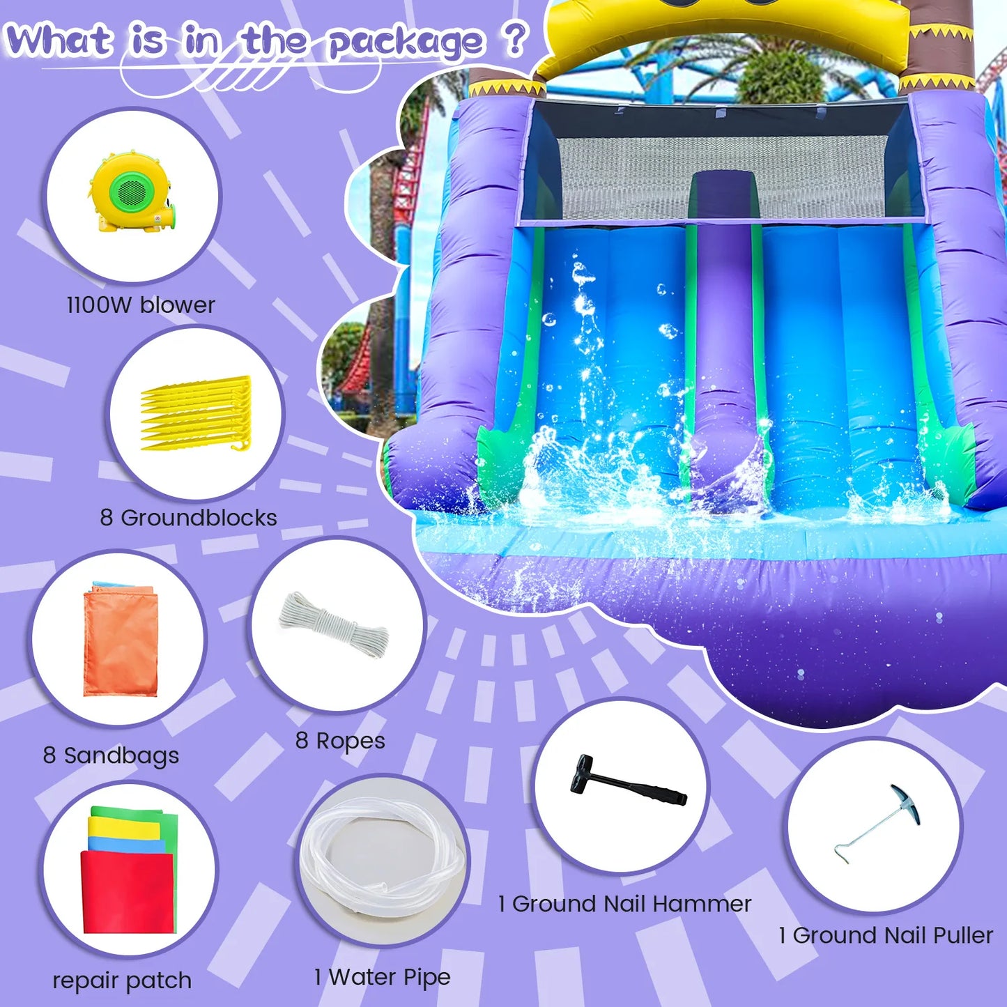 26FT Large Inflatable Double Water Slides Water Park