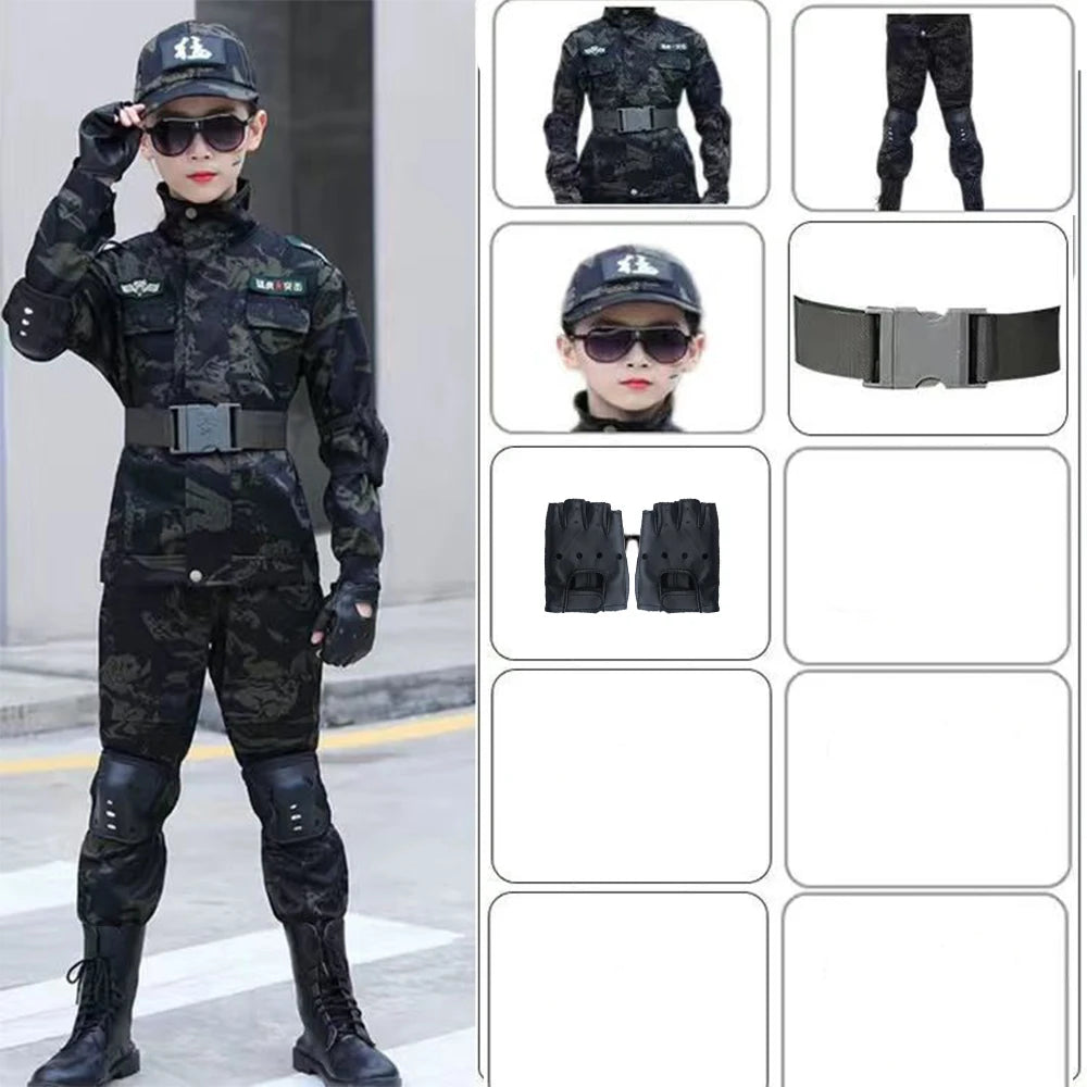 Kids' Tactical Camouflage Military Uniform & Gear Set
